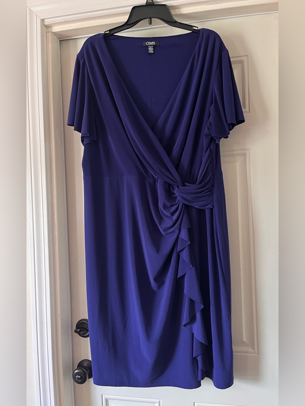 Chaps Royal Blue Faux Wrap Dress in Size 20W! Super flattering knot waist! - Picture 5 of 14